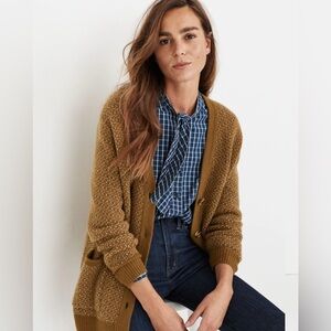 Madewell Bird’s Eye Maysfield Cardigan Sweater in Coziest Yarn Size Medium